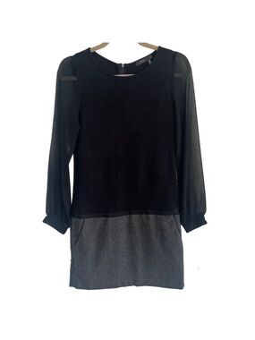 THML Drop Waist Long Sleeve Black/Grey Dress - Size XS